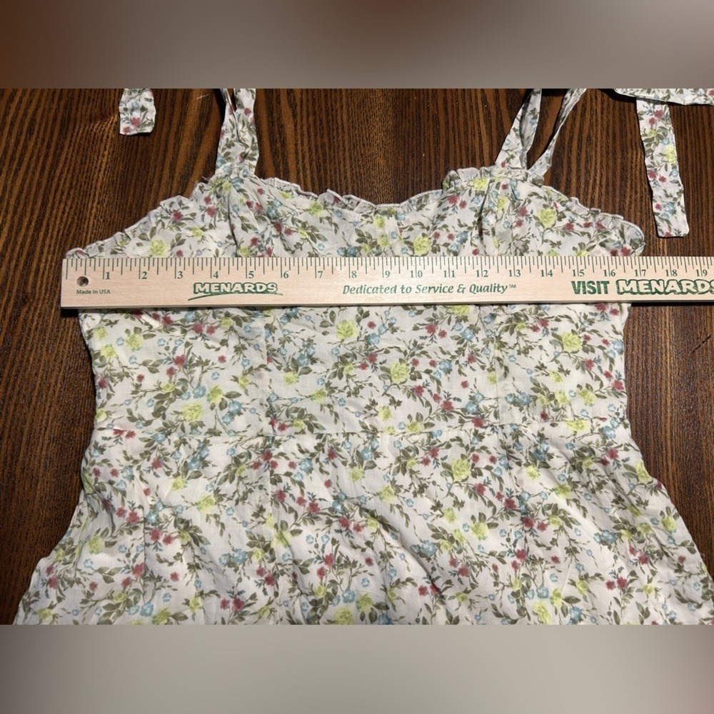 Wild Fable Mini Dress Womens L Large Cream Floral Bow Tie Sleeve Cottagecore NWT - Picture 7 of 16